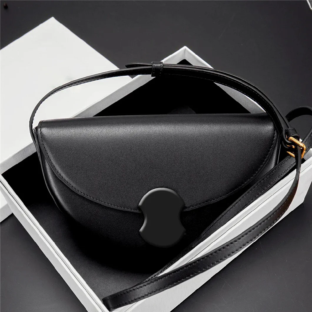 Mirror Quality Half Moon Crossbody Luggage Bag Womens Men Purse Wallet Teen Triomphe Genuine Leather Shoulder Lady Tote Handbag Luxury Designer Clutch Clear Bag