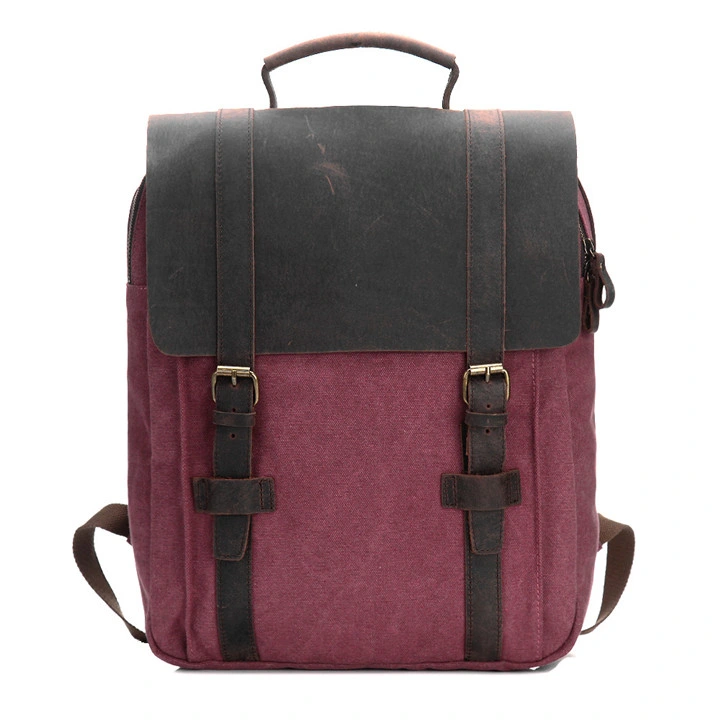 Ga52 Travel Rucksack Laptop Purse Women Fashion Big Book School Bag Backpacks Men Genuine Leather Vintage Canvas Backpack