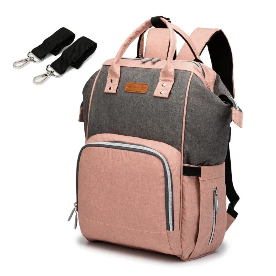 Moda à prova d'água grande capacidade ao ar livre lazer viagem bebê mamãe armazenamento pacote de fraldas mochila com USB (CY5938)